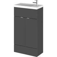 Hudson Reed Fusion Compact Vanity Unit with Basin 500mm Wide - Gloss Grey