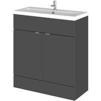 Hudson Reed Fusion Floor Standing Vanity Unit with Basin 800mm Wide - Gloss Grey