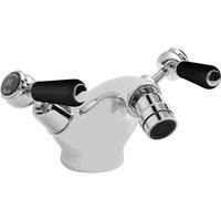 Hudson Reed Topaz Dome Collar Bidet Mixer Tap & Waste Lever Handle Black/Chrome