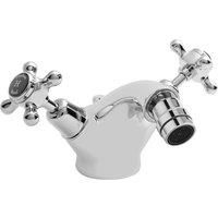 Hudson Reed Topaz Dome Collar Bidet Mixer Tap Crosshead Dual Handle Black/Chrome