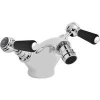 Hudson Reed Topaz Hexagonal Bidet Mixer Tap Lever Dual Handle Black/Chrome