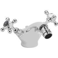 Hudson Reed Topaz Hexagonal Bidet Mixer Tap Crosshead Dual Handle Black/Chrome