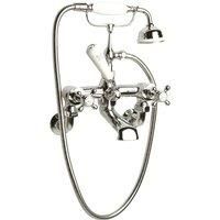 Hudson Reed White Topaz With Crosshead Wall Mounted Bath Shower Mixer - Chrome / White