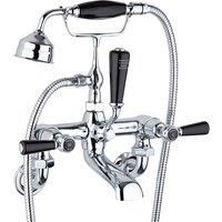 Hudson Reed Topaz Dome Lever Bath Shower Mixer Tap Wall Mounted - Black Indices