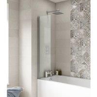 nuie NSSF1 Pacific £ Modern Bathroom Square 6mm Bath Screen , 1400mm x 350mm, Polished Chrome