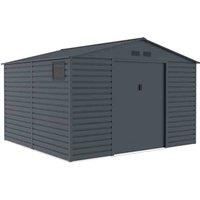 11' x 11' Lotus Hypnos Apex Metal Shed - Grey (3.41m x 3.22m)