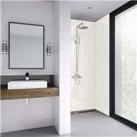 Mermaid Frost Laminate Shower Wall Panel Tongue & Groove 2420mm x 1185mm in White