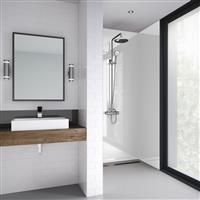 Mermaid Gloss Laminate Shower Wall Panel Tongue & Groove 2420mm x 585mm in White
