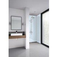 Mermaid Blue Florals Acrylic Single Shower Panel - 2440 x 1220mm