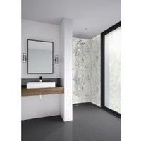 Mermaid Laminate Bianco Marble Square Edge Single Shower Panel - 2400 x 900mm