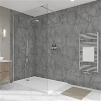 Wetwall Elite Bathroom Wall Panel 2420 x 1200mm in Marmo Grigio Plastic
