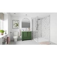 Wetwall Carrara Marble Herringbone Alloy Single Shower Panel - 2440 x 600 x 4mm
