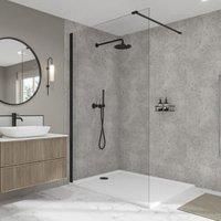 Wetwall Pewter Terrazzo Elite Collection 2 Sided Long Wall Shower Panel Kit - 1700 x 900mm
