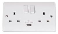 CLICK Mode CMA770 USB 2 Gang Switched Socket 13A