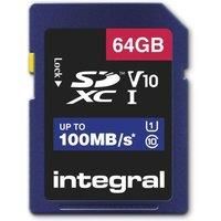 Integral INSDX64G-100V10 64GB SD Card High Speed Memory SDXC Up To 100MB/S V10 UHS U1