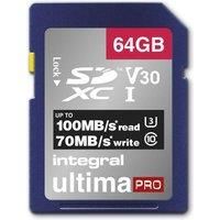 Integral 64GB SD Card 4K Ultra-HD Video Premium High Speed Memory Card SDXC Up to 100MB/s SDXC V30 UHS-I U3 Class 10 SD Memory Card