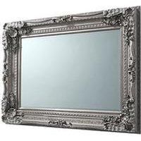 Louis Large Antique Silver Ornate Rectangle Wall Hanging Mirror 118cm x 87cm