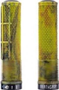 DMR DeathGrip 2 Yellow Camo Bike Handlebar Grips Thin Flangeless