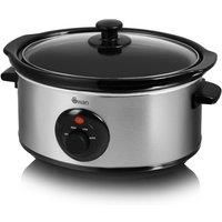 Swan 3.5 Litre Oval Stainless Steel Slow Cooker with 3 Cooking Settings, 200W,