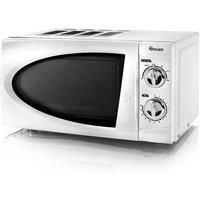 Swan SM3090N Manual Solo Microwave with 6 Power Levels, 800 Watt, 20 Litre, White
