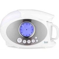 Swan STM200N Teasmade - Rapid Water Boiler with Clock and Alarm Featuring a Reading light and LCD Analogue Clock Light with Auto Dimmer and a 600ml Water Tank, 780-850W, White,H:20 W:31 D:19