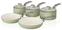 Swan Retro 5-Piece Non-Stick Cookware Set Swan Colour: Green  - Green