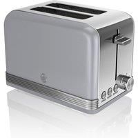 Swan 2 Slice Retro Toaster, Grey, Defrost, Cancel and Reheat Functions, Slide Out Crumb Tray, ST19010GRN