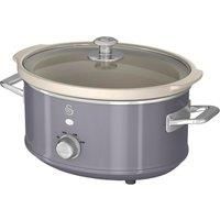 Swan 3.5 Litre Retro Slow Cooker, Removable Inner Pot - Low/High Settings - Grey