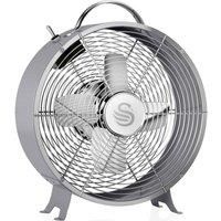 Swan SFA12630GRN, Retro 8 Inch Floor / Desk Clock Fan, Low Noise, Aluminium Blades, 20w, Grey