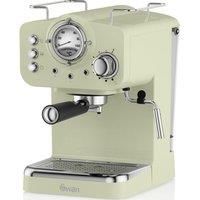 Swan SK22110GN, Retro Pump Espresso Coffee Machine, 15 Bars of Pressure, Green