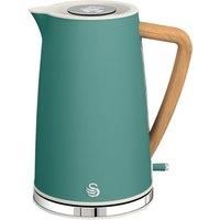 Swan Nordic Jug Kettle, 1.7 Litre, Pine Green, Rapid Boil, Wood Effect Handle, Scandi Design, Soft Touch Housing and Matte Finish, 3kw, SK14610GREN