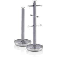 Swan SWKA1054GRN Retro Towel Pole and Mug Tree, Grey