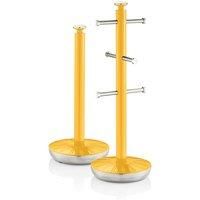 Swan Retro Towel Pole & Mug Tree Set Non-slip Base Freestanding 6 Mug Capacity
