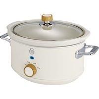 Swan Nordic White 3.5 Litre Slow Cooker, 3 Temperature Settings, Keep Warm Function, Removable Ceramic Inner Pot, 32 Recipe Book, 200W, SF17021WHTN