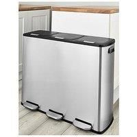 Swan 90L Recycling Bin 3x30L, Silver