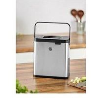 Swan 3L Kitchen Compost Caddy with Door Hanging Hook and Surface Adhesive, Stainless Steel with Fingerprint Proof Matt Finish