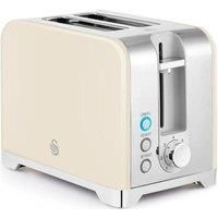 Swan ST19031CRM Solace 2 Slice Toaster, Premium High Gloss Finish, 7 Browning Levels, Defrost, Reheat and Cancel Functions, Non-Slip Feet, Self-Centring Function, 930W, Cream