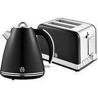 Swan Eejb293 Retro Style 2-Slice Toaster And Jug Kettle Set -Black