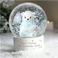 Personalised Message White Polar Bear Christmas Snow Globe