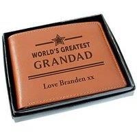 Personalised World'S Greatest Grandad Tan Leather Wallet