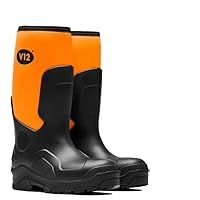 V12 Groundworker Construction Safety Boots, Unisex Lightweight & Waterproof, Neoprene Boots generous-fitting Toecap and Composite Midsole, Slip Resistant Wellies- 12 UK