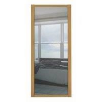 Shaker Natural oak effect Mirrored Sliding Wardrobe Door (H)2220mm (W)610mm