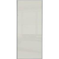 Spacepro Sliding Wardrobe Door Silver Framed Single Panel Arctic White Glass  2220 x 610mm