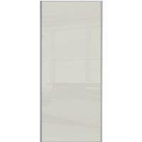 Spacepro Sliding Wardrobe Door Silver Framed Single Panel Arctic White Glass - 2220 x 762mm