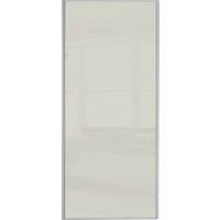 Spacepro Sliding Wardrobe Door Silver Framed Single Panel Arctic White Glass - 2220 x 914mm