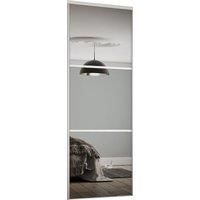 Linear Sliding Wardrobe Door 3 Panel Mirror with White Frame (W)610mm