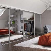 Spacepro Heritage Loft Sliding Door Silver Frame Mirror 762mm