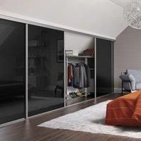 Spacepro Heritage Loft Sliding Door Silver Frame Black Glass 762mm