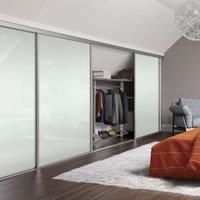 Spacepro Heritage Loft Sliding Door Silver Frame Arctic White Glass 914mm