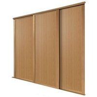 Shaker Natural oak effect 3 door Sliding Wardrobe Door kit (H)2223mm (W)762mm